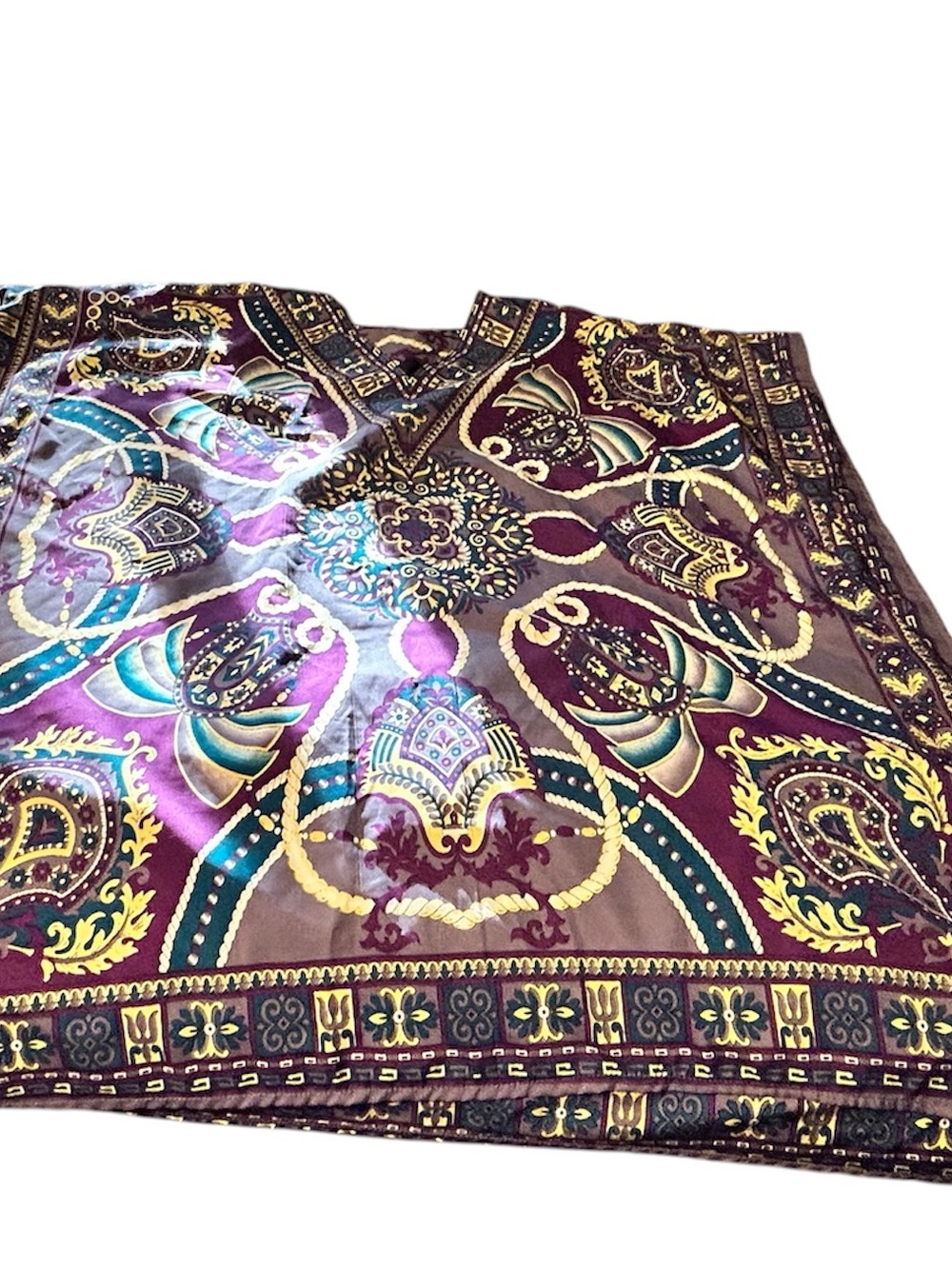 Winlar Purple Abstract Print Kaftan One Size Polyester Satin